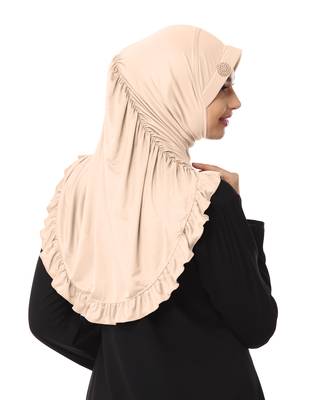 Modest Women's stylish Frill Finish Border Soft feel good Polycotton fabric Zareen Hijab Wheat 1