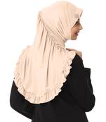 Modest Women's stylish Frill Finish Border Soft feel good Polycotton fabric Zareen Hijab Wheat