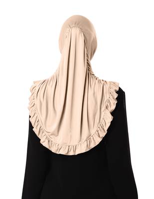 Modest Women's stylish Frill Finish Border Soft feel good Polycotton fabric Zareen Hijab Wheat 2