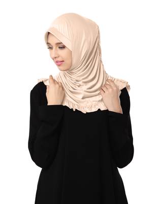 Modest Women's stylish Frill Finish Border Soft feel good Polycotton fabric Zareen Hijab Wheat 3