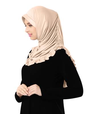 Modest Women's stylish Frill Finish Border Soft feel good Polycotton fabric Zareen Hijab Wheat 4