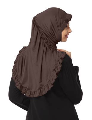Modest Women's stylish Frill Finish Border Soft feel good Polycotton fabric Zareen Hijab Formal Grey 1