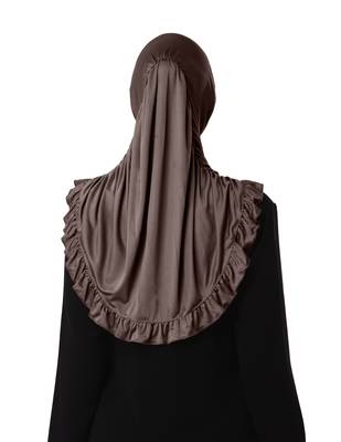 Modest Women's stylish Frill Finish Border Soft feel good Polycotton fabric Zareen Hijab Formal Grey 2