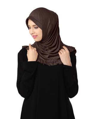 Modest Women's stylish Frill Finish Border Soft feel good Polycotton fabric Zareen Hijab Formal Grey 3
