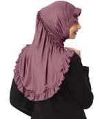 Modest Women's stylish Frill Finish Border Soft feel good Polycotton fabric Zareen Hijab Coffee