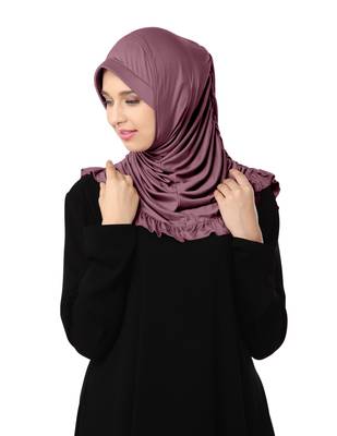 Modest Women's stylish Frill Finish Border Soft feel good Polycotton fabric Zareen Hijab Coffee 3