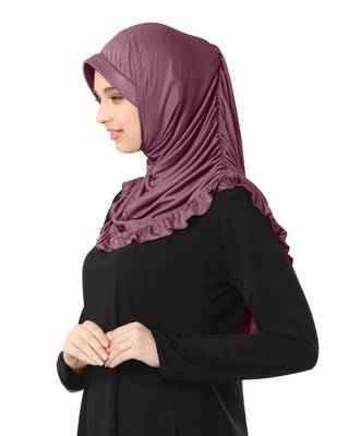 Modest Women's stylish Frill Finish Border Soft feel good Polycotton fabric Zareen Hijab Coffee 4