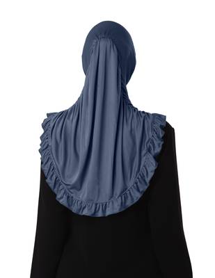 Modest Women's stylish Frill Finish Border Soft feel good Polycotton fabric Zareen Hijab Grey 2