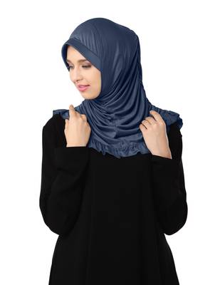 Modest Women's stylish Frill Finish Border Soft feel good Polycotton fabric Zareen Hijab Grey 3