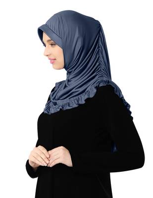 Modest Women's stylish Frill Finish Border Soft feel good Polycotton fabric Zareen Hijab Grey 4