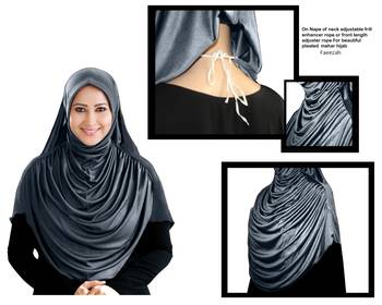 Grey Poly Cotton Ready To Wear Islamic Hijab 3