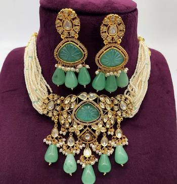 Green polki stones necklace-sets 4