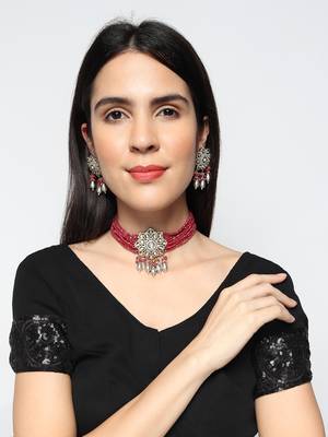 Magenta cubic zirconia necklace-sets 4