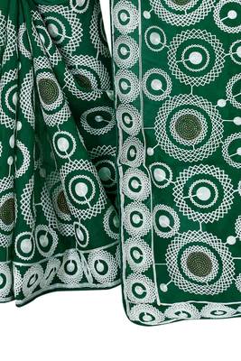 Green embroidered faux organza saree with blouse 5