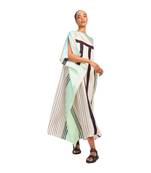 JSDC Lounge Wear Women Printed Stripped Pattern Style Satin Silk Kaftan 