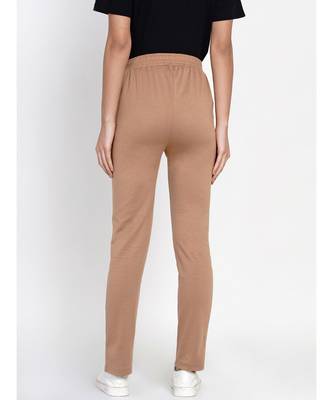 Fabnest Women Cotton Beige Solid Track Pants 5