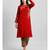 Red Acrylic Woolen Kurta With Embroidery