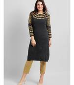 Acrylic Woolen Grey Kurta With Embroidery