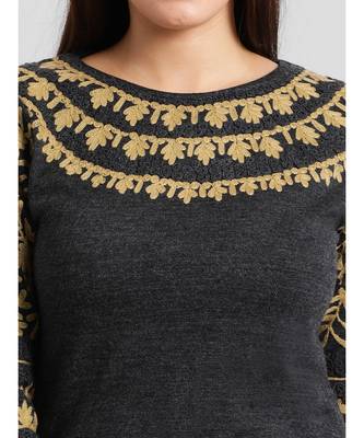 Acrylic Woolen Grey Kurta With Embroidery 5