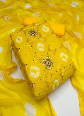 yellow color Launching Designer cotton party wear dress material 1