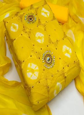 yellow color Launching Designer cotton party wear dress material 3