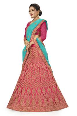 Sky Blue Net Embroidered Lehenga Choli Design 2