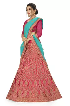 Sky Blue Net Embroidered Lehenga Choli Design