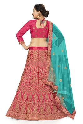 Sky Blue Net Embroidered Lehenga Choli Design 3