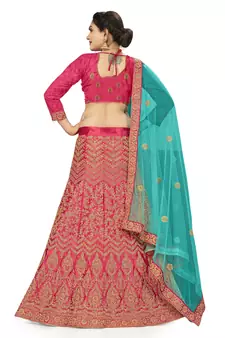 Sky Blue Net Embroidered Lehenga Choli Design