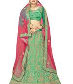 Green embroidered Art Silk semi stitched lehenga