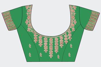 Green embroidered Art Silk semi stitched lehenga 4