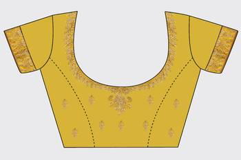 Yellow embroidered Art Silk semi stitched lehenga 4