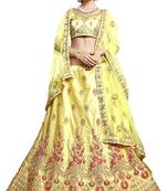 Yellow embroidered Art Silk semi stitched lehenga