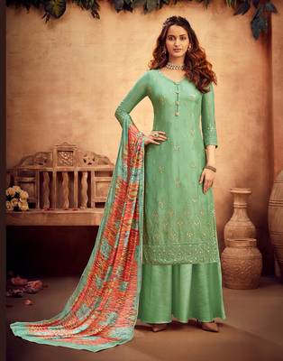 Green embroidered pure viscose salwar 1