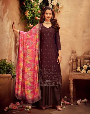 Maroon embroidered pure viscose salwar 1