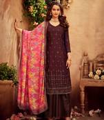 Maroon embroidered pure viscose salwar