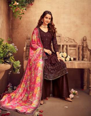 Maroon embroidered pure viscose salwar 2