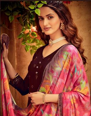 Maroon embroidered pure viscose salwar 3
