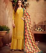Yellow embroidered pure viscose salwar