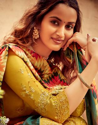 Yellow embroidered pure viscose salwar 4