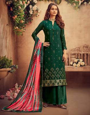 Green embroidered pure viscose salwar 1