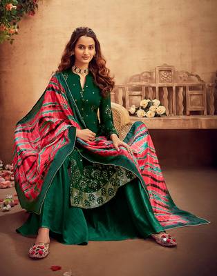 Green embroidered pure viscose salwar 2