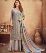 Grey embroidered pure viscose salwar