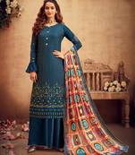 Blue embroidered pure viscose salwar