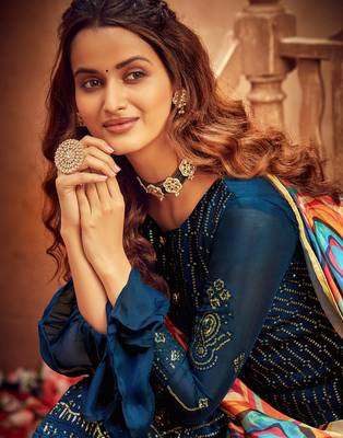 Blue embroidered pure viscose salwar 2