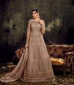 Brown embroidered net salwar