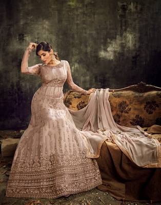Brown embroidered net salwar 2