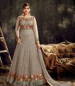 Grey embroidered net salwar