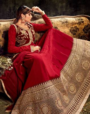 Maroon embroidered georgette  salwar 2