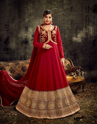 Maroon embroidered georgette  salwar 3